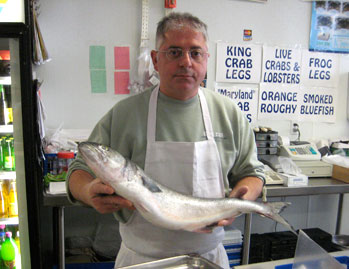 Eddy holding a bluefish